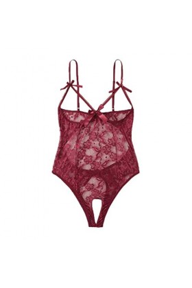 OBiQuzz Nounours Ouvert Sans Morsure Entrejambe Creux Sous-vêtements Femmes Dentelle Combinaison Combinaison Lingerie Femme C