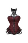 Tafutaanga Femmes Corsets Steampunk Sexy Gothique Vêtements ， Rouge Underbust Retro Bodic Corset En Cuir Set ， Tops Sexy Halt