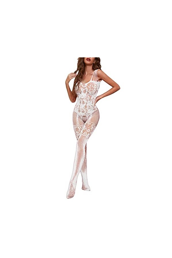 Luckywaqng Lingerie sexy en nylon avec entrejambe ouvert pour infirmière, vert, taille unique