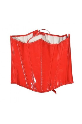 Corset Overbust Sexy En Pvc ， Haut De Lingerie Basque Steampunk ， Corset Goth Rouge ， Corset DEntraîneur De Taille En Cuir P
