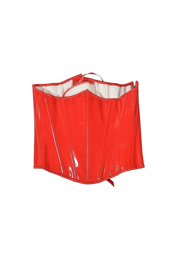 Corset Overbust Sexy En Pvc , Haut De Lingerie Basque Steampunk , Corset Goth Rouge , Corset DEntraîneur De Taille En Cuir P