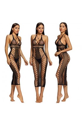 TDEOK Rouge Body 92 Femmes Pure Strass Creux Sous-vêtements en résille Lingerie Sexy Rubans, Noir , taille unique