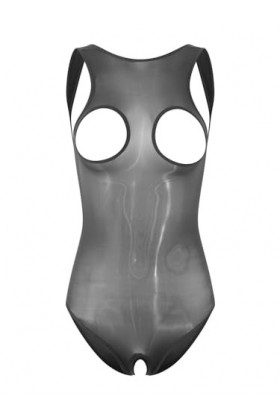 JanJean Body Sting Sexy Ouvert Poitrine Femme Catsuit en Similicuir Wetlook Bodysuit Dos Nu sans Manches Lingerie Combinaison