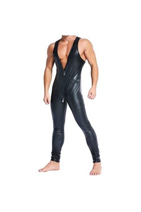 -Ġøđës Šexy Combinầišon Cuir Νerni Lầtex Wetlook Šầnš Mầncheš Cầtšuit Fermeture À Ġliššière Ầνầnt À LEntrejầmbe Bodyšuit de 