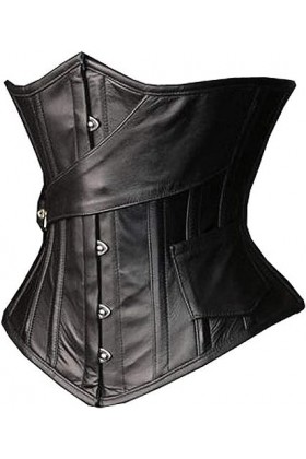 Corset gothique Steampunk en simili cuir, Noir , CH