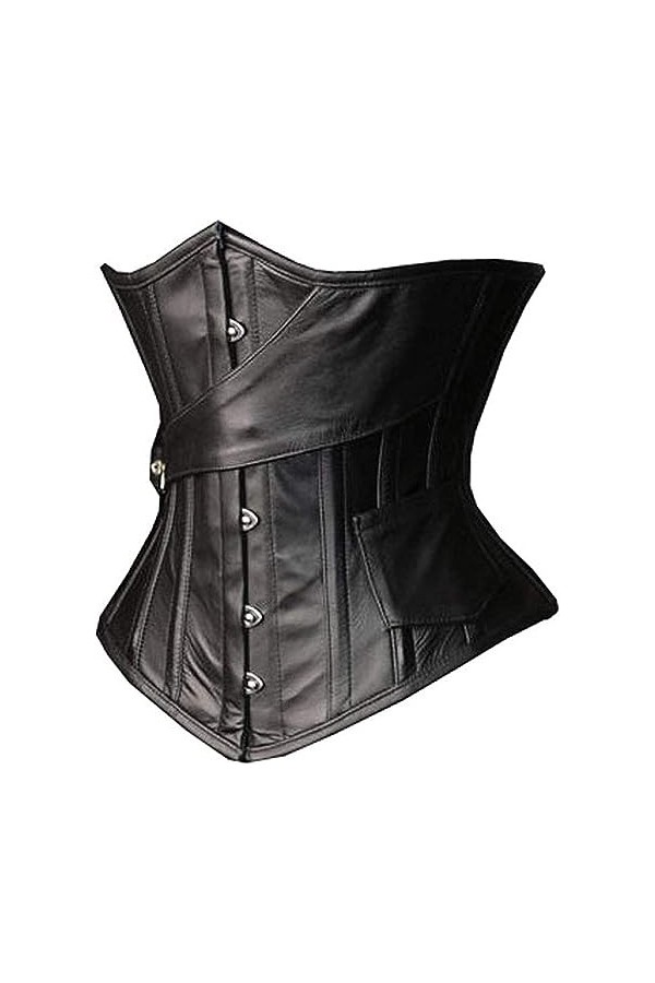 Corset gothique Steampunk en simili cuir, Noir , CH