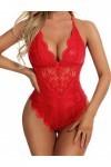 Aranmei Body sexy à lentrejambe pour femme coquine une pièce en dentelle, Rouge, XL