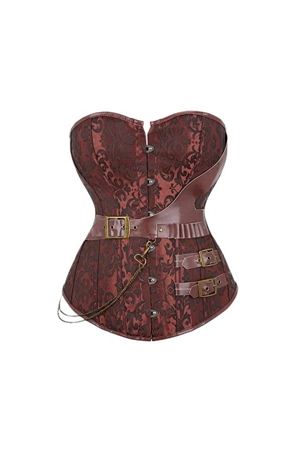 SHANHE Corset Steampunk Femme Noir Taille Plus Corset Gothique Faux Cuir Os-Noir,6XL