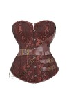 SHANHE Corset Steampunk Femme Noir Taille Plus Corset Gothique Faux Cuir Os-Noir,6XL