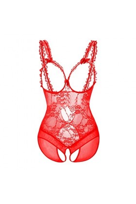 Générique Lingerie Sexy pour Femme sous-vêtements Amusants pour Femmes Dentelle Ouverte Entrejambe rosée Sein Voir à Travers 