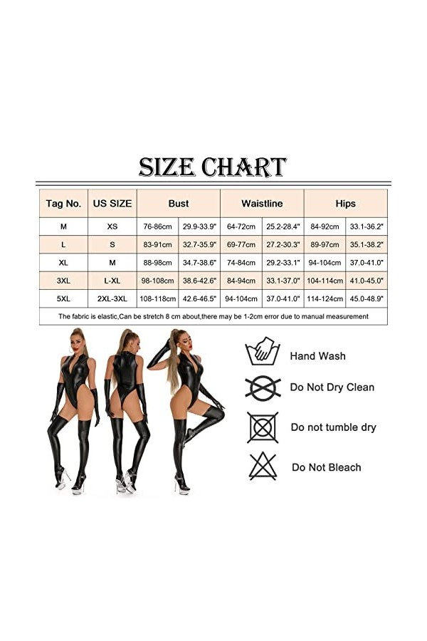 FEOYA Tenue Sexy Catsuit Ensemble Bodys Femmes en Cuir Sexy Gants et Bottes Hauteur du Genoux Combinaison Justaucorps Cuir Ve