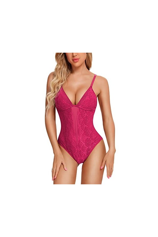 EVELIFE Body Dentelle Femme Lingerie Sexy Coquine Hot Profond V Une Pièce Teddy Lingerie Sous-Vêtements Entrejambe à Pression