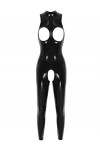 Aiihoo Combinaison Sexy pour Dames en Wetlook S-4XL Body Ouvert Bodysuit Clubwear Catsuit Playsuit Jumpsuit S-4XL Noir 4XL