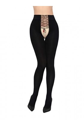 MARILYN H01 Collants érotiques, Le Noir, M-L Womens