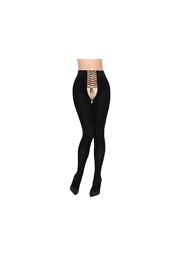 MARILYN H01 Collants érotiques, Le Noir, M-L Womens