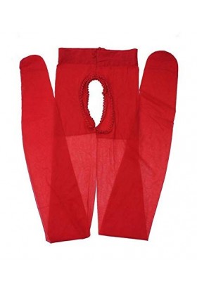 Générique Collants sexy rouge ouvert à lentrejambe devant et derrière, taille M.