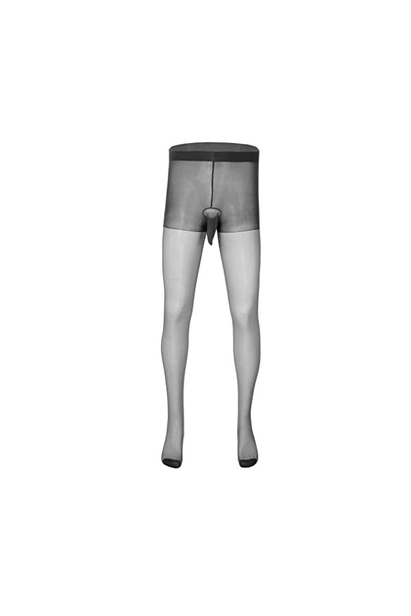 Kaerm Bas Homme Sexy Leggings Collant avec Gaine Pénis Poche Pantyhose Pantalon Transparent Noir Taille unique