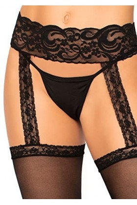 Leg Avenue Hauts Cuisse Pure Noir