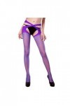 Bonjouree Collant Sexy Erotique Ouvert Entrejambe Lingerie Femme Bas Stockings Pantyhose Violet 