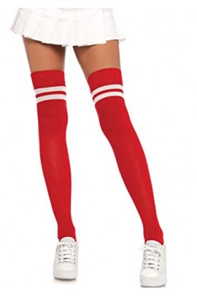 Leg Avenue 6919 Chaussettes Athlète Mi-Cuisse Rouge Blanc Tu Eur 34-38