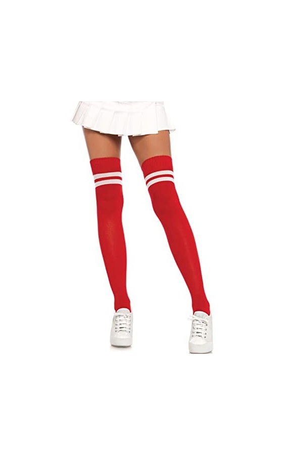 Leg Avenue 6919 Chaussettes Athlète Mi-Cuisse Rouge Blanc Tu Eur 34-38