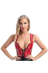 Femmes Sexy en Cuir Profond U Gilet pour Le Sexe Wetlook Crop Hauts à Lacets Avant Poitrine Chaude&nbsp;&nbsp;&nbsp;Brillant Latex Camisole