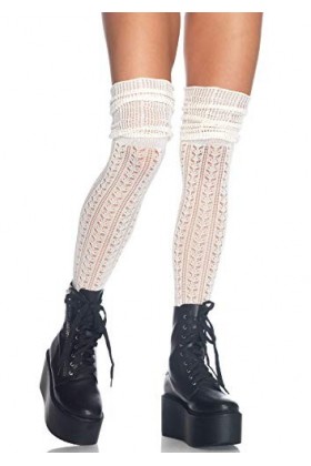 Leg Avenue Chaussettes Longues Pointillé Taille Unique Ivoire