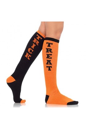 Leg Avenue 5607 Chaussettes Hautes Trick or Treat avec Bord Elastique Taille Unique 34-40