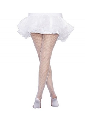 Dreamgirl Collant résille Blanc Grande Taille avec Pieds renforcés