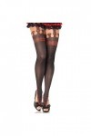 Leg Avenue Collant Imprimé Jarretelles Noir/Rouge Taille Unique