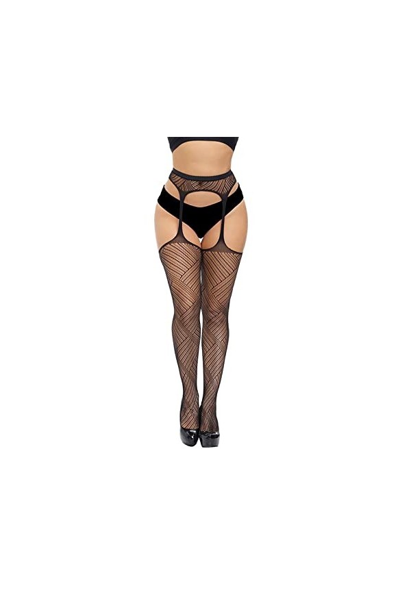 FNKDOR Femme Collant Resille Ouvert Pantyhose Lingerie Sexy Collants Noir