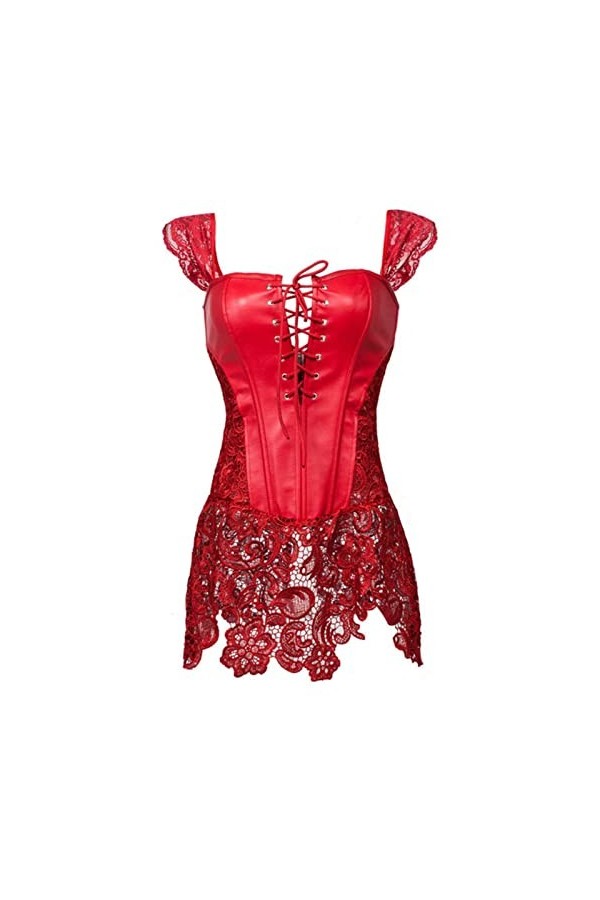 Lingerie sexy gothique à lacets avec bretelles et corset pour femmes steampunk en acier avec baleines - Vert - Taille 5XL