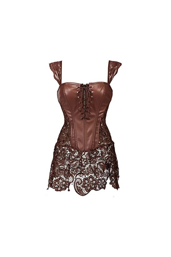 Lingerie sexy gothique à lacets avec bretelles et corset pour femmes steampunk en acier avec baleines - Vert - Taille 5XL