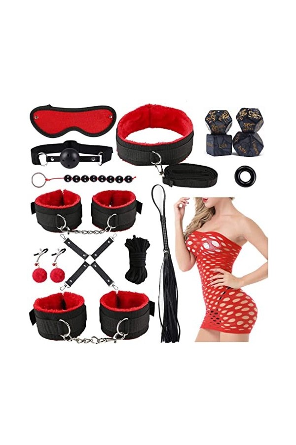 13 Pièces/Ensemble Adulte Couple En Cuir Nylon En Peluche Restrictions Costume Amusant Lit Jeu Jouets Pour Débutant