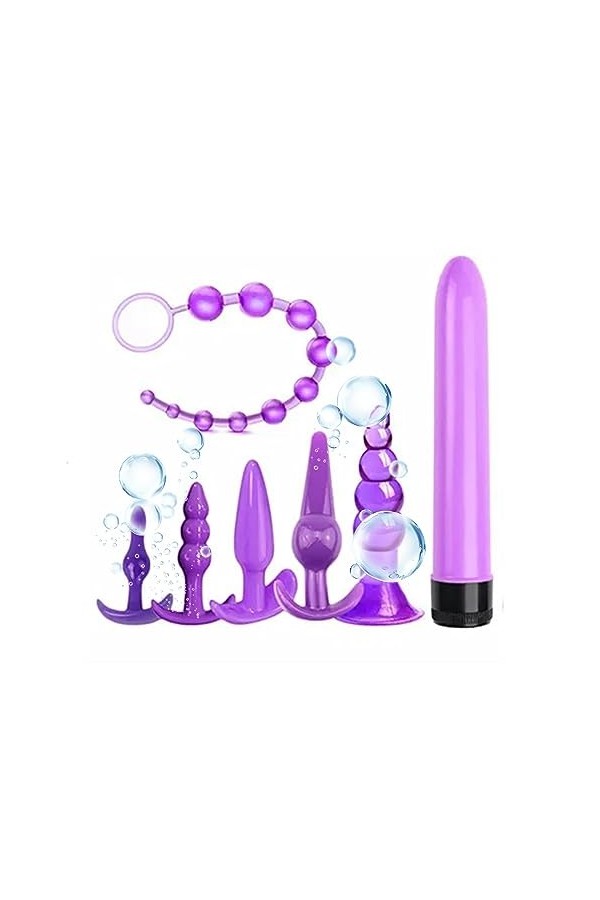 MelBiz Set de 7 Baguettes de Massage et de Relaxation en Silicone Rose Ḅūṱṱ Ṕlūg pour stimuler la sensibilité de la Peau