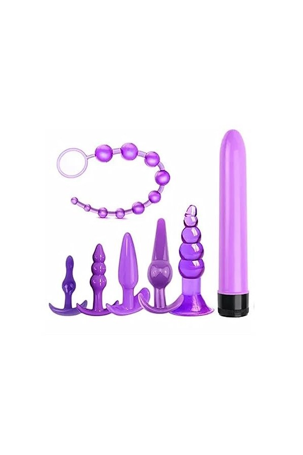 MelBiz Set de 7 Baguettes de Massage et de Relaxation en Silicone Rose Ḅūṱṱ Ṕlūg pour stimuler la sensibilité de la Peau