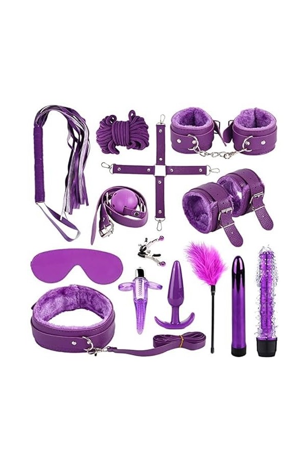 14pcs Bondage Sm Cosplay pour Couple Coffret de Sextoys Purple Appetizer KJ3