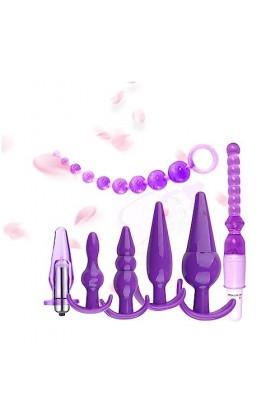 HUNTVE 7 pcs/Silicone Womens Play Set Àmàl Plǖg Womens Ạnạl Beạds Kit - Facile à Nettoyer et sain Violet 
