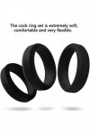 DuMen-J Anneau De Verrouillage en Silicone pour Homme Anneau Jouet Noir 6 Taille Kit Kit De Jouet De Chambre à Coucher