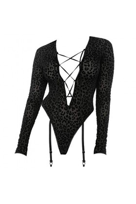 Feline Lustful Long Sleeve Teddy - Black