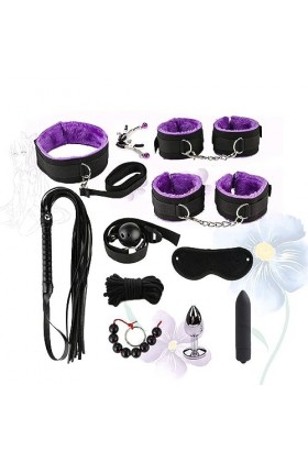 11 Piece Black and Purple Plush Bedding Set Couple Bundle Hands and Feet for Couples Ensemble de literie en peluche noir et 
