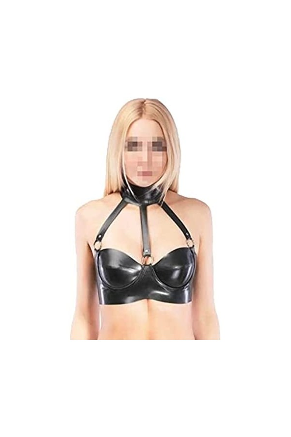 Latex Catsuit Rubber Gummi Chest Hold Unique Sexy Corset Zipper,XX-Grand