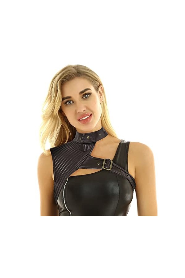 ZWEBY Armures dépaule Steampunk Bustier Corset Harnais de Poitrine Gothique Steampunk Simili Cuir Femme Couleur : Schwarz,