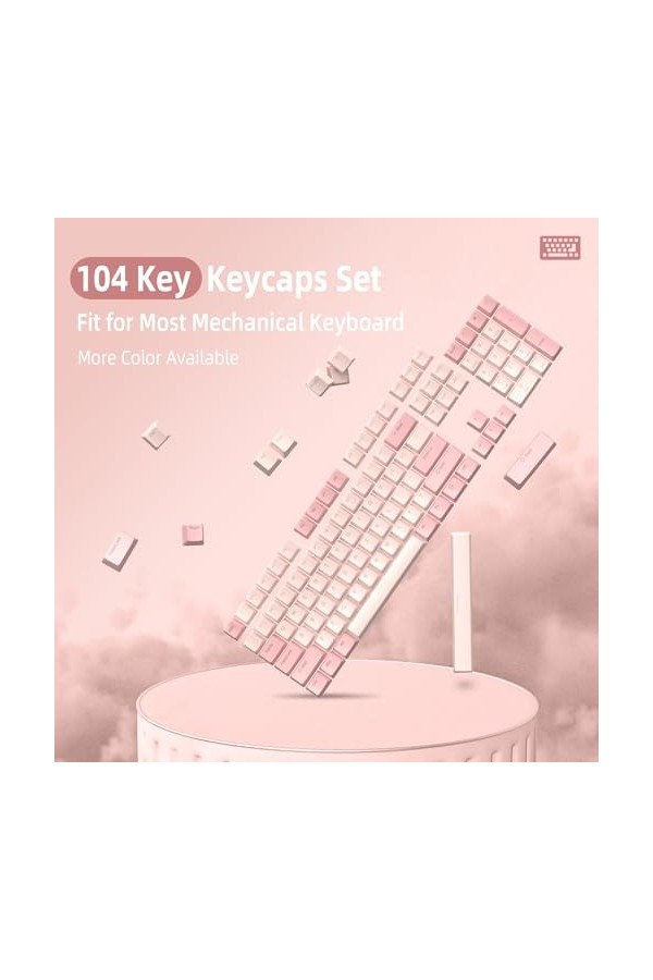 Keycaps ABS,104 Touches Double Shot Keycap Set,Profil OEM,Disposition ANSI US pour Clavier Mécanique,Compatible avec Les Comm