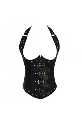 Naveed Nappa Corset dos nu en cuir véritable pour entraînement de la taille Taille S à XXL, Noir , M