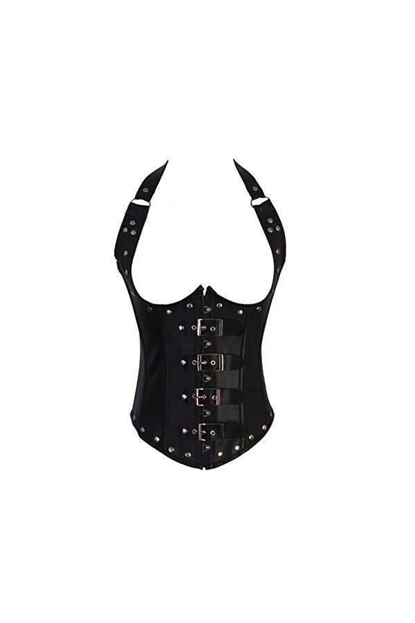 Naveed Nappa Corset dos nu en cuir véritable pour entraînement de la taille Taille S à XXL, Noir , M