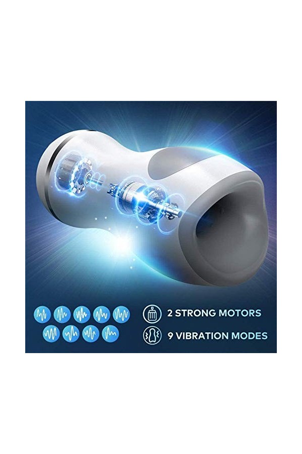 Masturbateur pour Homme Vagin et Bouche Realiste Langue Orale Bouche Sex Toy Adulte Hommes Gorge Profonde Ventouse Jouet Fe