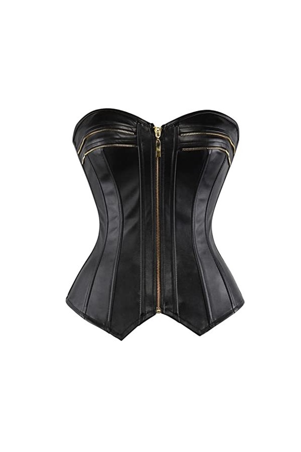 Sexy Steampunk Corsets Bustiers Faux Cuir Zip Corset Overbust Bustier Top Plus Taille Body Shaper Slim