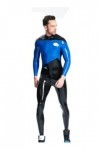 EMSMLAB Homme Noir Et Bleu Double Couleur Assortie Vêtements Latex Dos Zip Catsuit Homme Catsuit, bleu foncé, XL