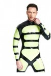 EMSMLAB Catsuit Homme Latex Catsuit Ceinture De Costume Caoutchouc Modélisé Latex, Noir , M